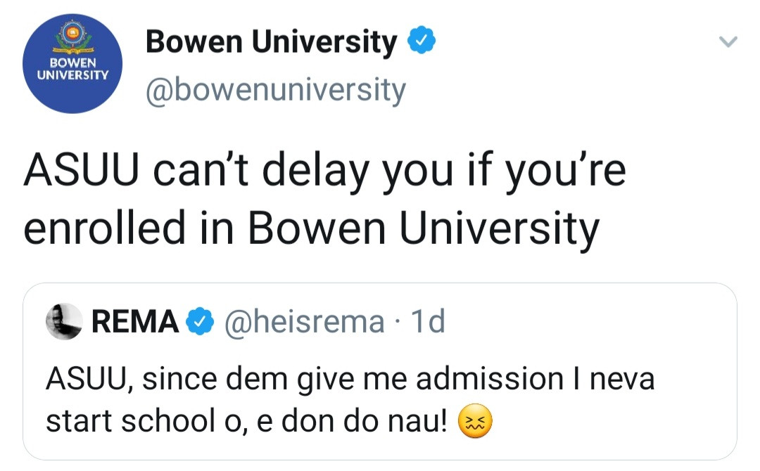 "Baby calm down" Unilag replies Rema after he complained about ASUU strike delaying him from resuming school