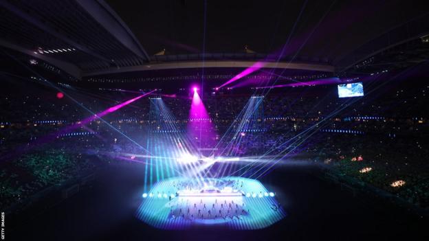 The light show during the opening ceremony
