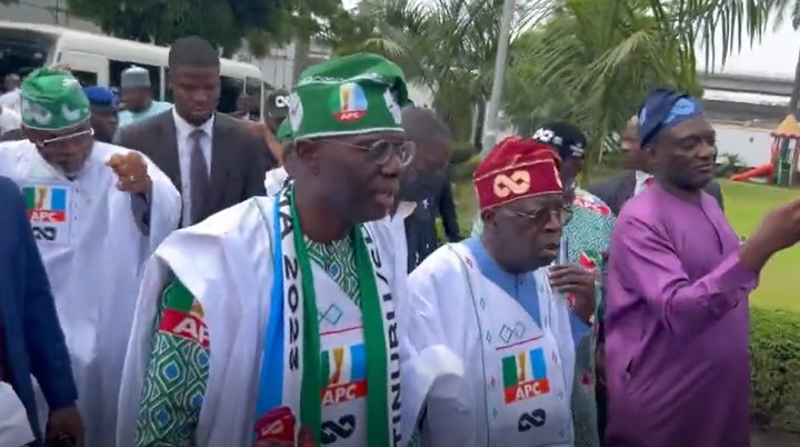 Watch Moment Tinubu Arrives Teslim Balogun Stadium For APC Lagos Rally (Video)