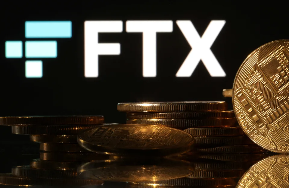 FTX logo and cryptocurrencies