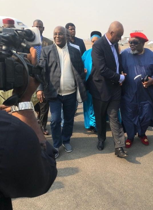 Breaking: Atiku Returns To Nigeria After Meeting With UK Officials(Watch Video)