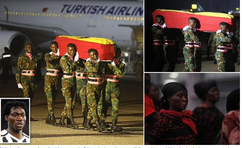 Turkey earthquake: Body of Ghanaian footballer, Christian Atsu arrives Ghana (photos)
