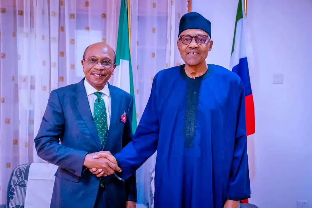 CBN Gov, Emefiele Meets Buhari In Aso Rock After Supreme Court Order