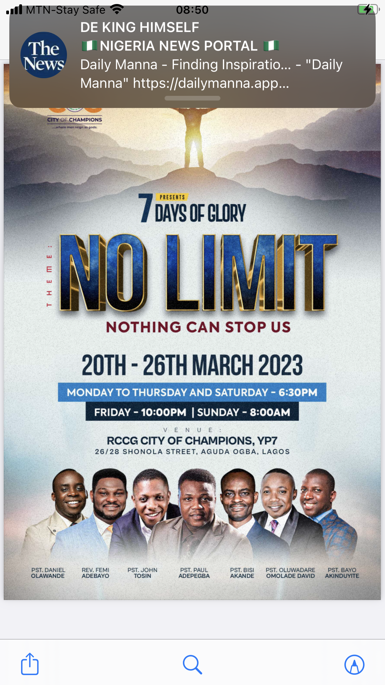 RCCG City of Champions Holds 7 Days of Glory