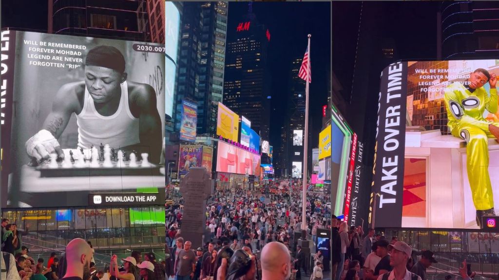 Mohbad appears on Times Square’s billboard, New York [video]