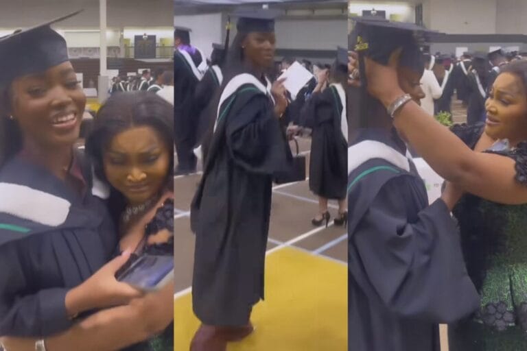 Mercy Aigbe shed tears as her daughter, Michelle graduates from Canadian university (Video)