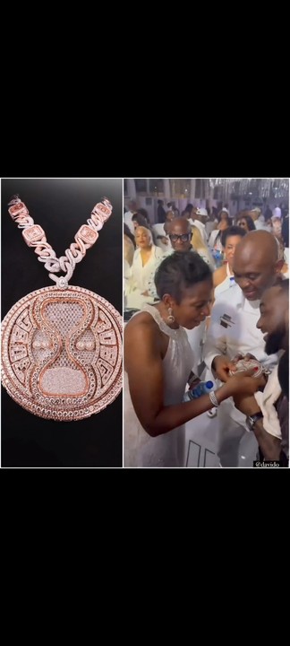 Watch Moment Tony Elumelu & His Wife Admire Davido’s Diamond Chain At Their Party(VIDEO)