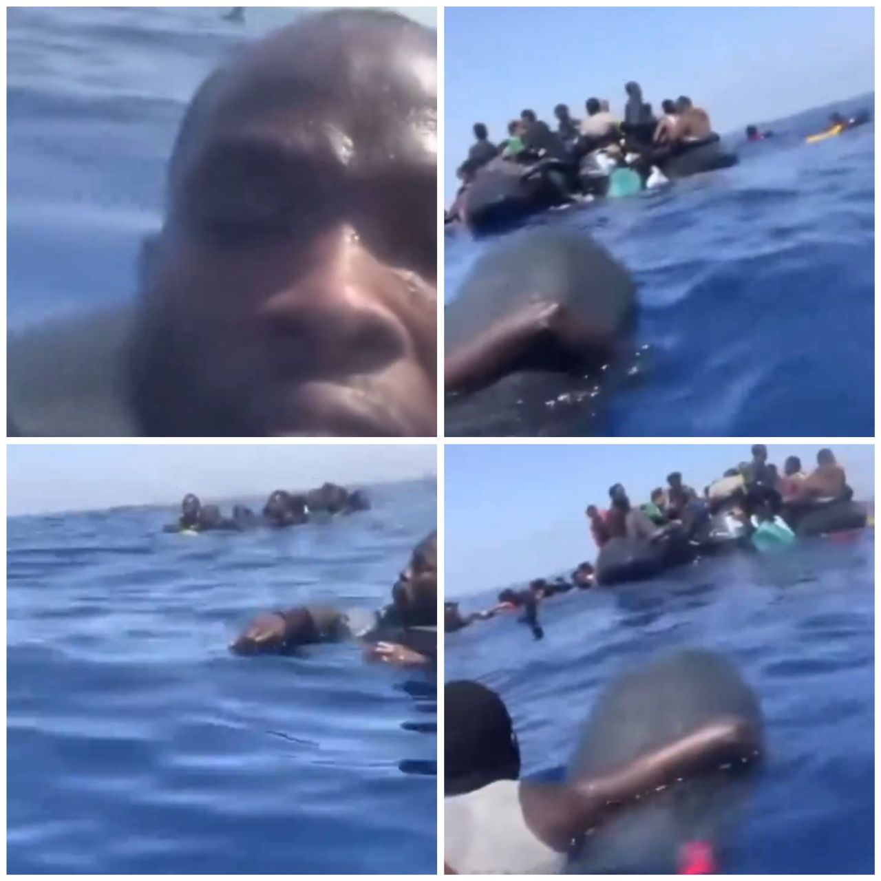 Nigerian man travelling to Europe through the Mediterranean Sea cries out for help after the boat conveying him and others capsizes (video)